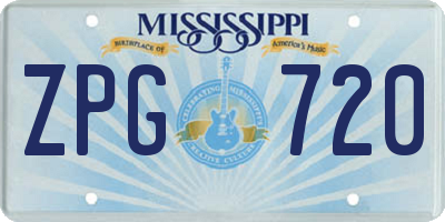 MS license plate ZPG720