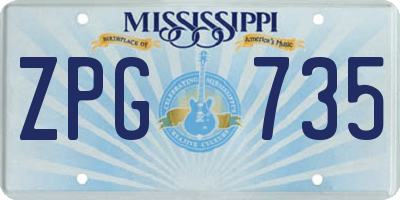 MS license plate ZPG735