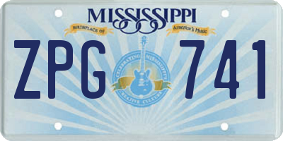 MS license plate ZPG741