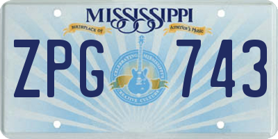 MS license plate ZPG743