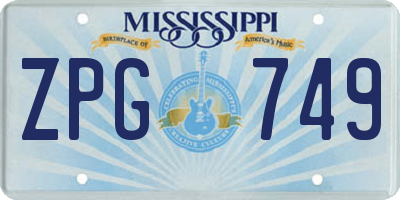 MS license plate ZPG749