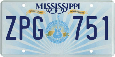 MS license plate ZPG751