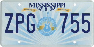 MS license plate ZPG755