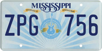 MS license plate ZPG756