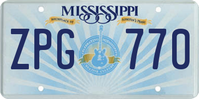 MS license plate ZPG770