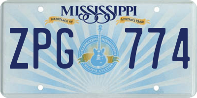 MS license plate ZPG774