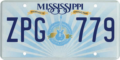 MS license plate ZPG779