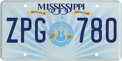 MS license plate ZPG780