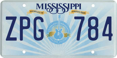 MS license plate ZPG784
