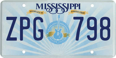 MS license plate ZPG798