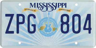 MS license plate ZPG804