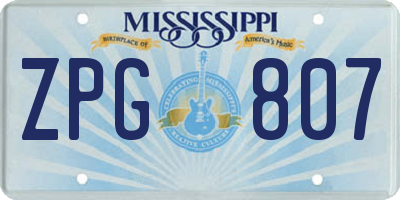 MS license plate ZPG807
