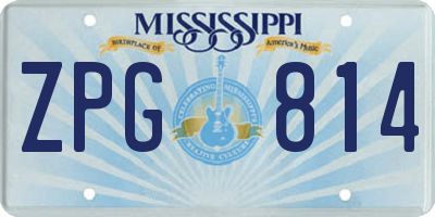 MS license plate ZPG814