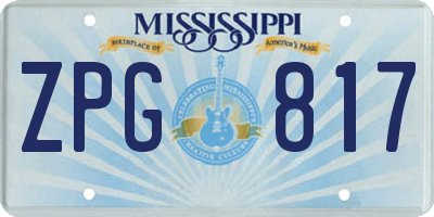 MS license plate ZPG817