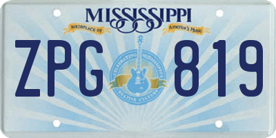 MS license plate ZPG819