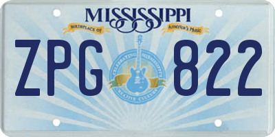 MS license plate ZPG822