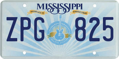 MS license plate ZPG825