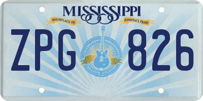 MS license plate ZPG826