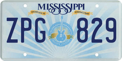 MS license plate ZPG829