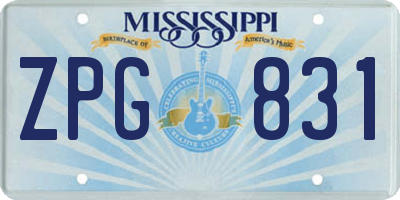 MS license plate ZPG831