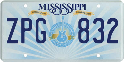 MS license plate ZPG832