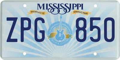 MS license plate ZPG850