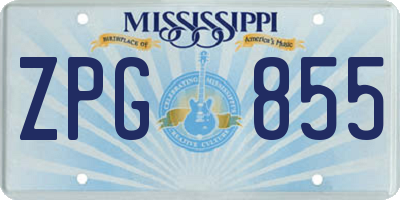 MS license plate ZPG855