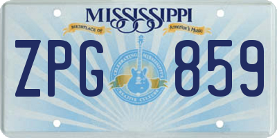 MS license plate ZPG859