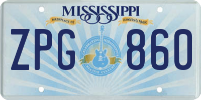 MS license plate ZPG860