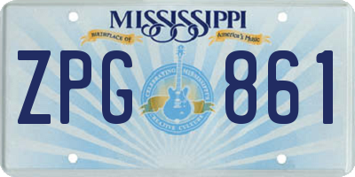 MS license plate ZPG861
