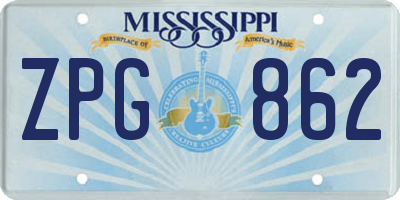 MS license plate ZPG862
