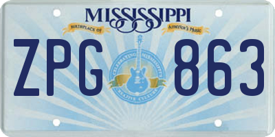 MS license plate ZPG863