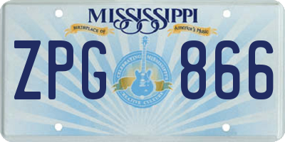 MS license plate ZPG866