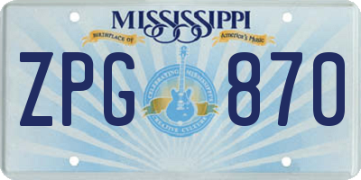 MS license plate ZPG870