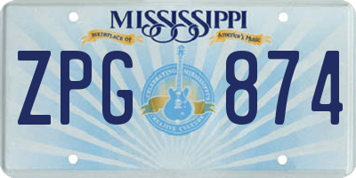 MS license plate ZPG874