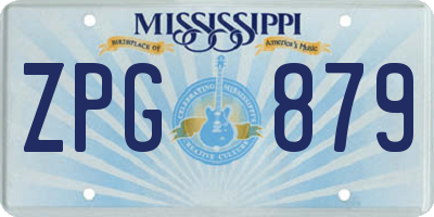 MS license plate ZPG879