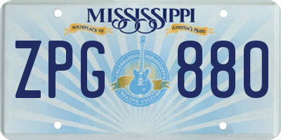 MS license plate ZPG880