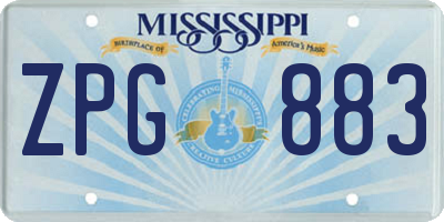 MS license plate ZPG883