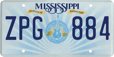 MS license plate ZPG884