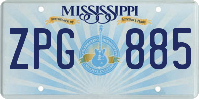MS license plate ZPG885