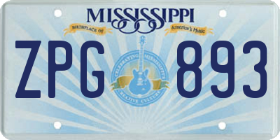 MS license plate ZPG893