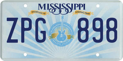 MS license plate ZPG898