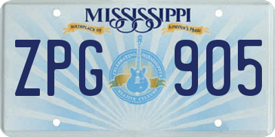 MS license plate ZPG905