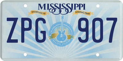MS license plate ZPG907