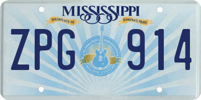 MS license plate ZPG914