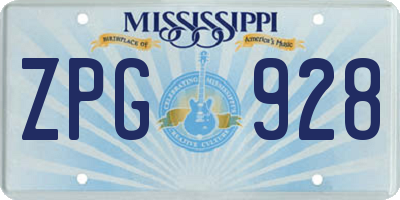 MS license plate ZPG928