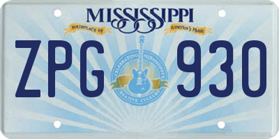 MS license plate ZPG930