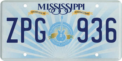 MS license plate ZPG936