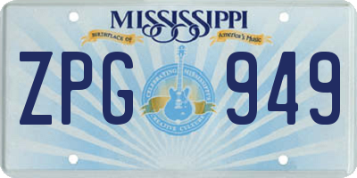MS license plate ZPG949