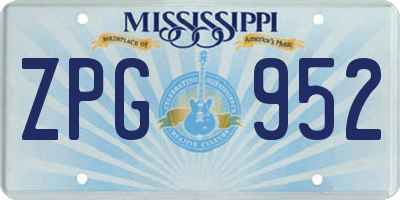 MS license plate ZPG952